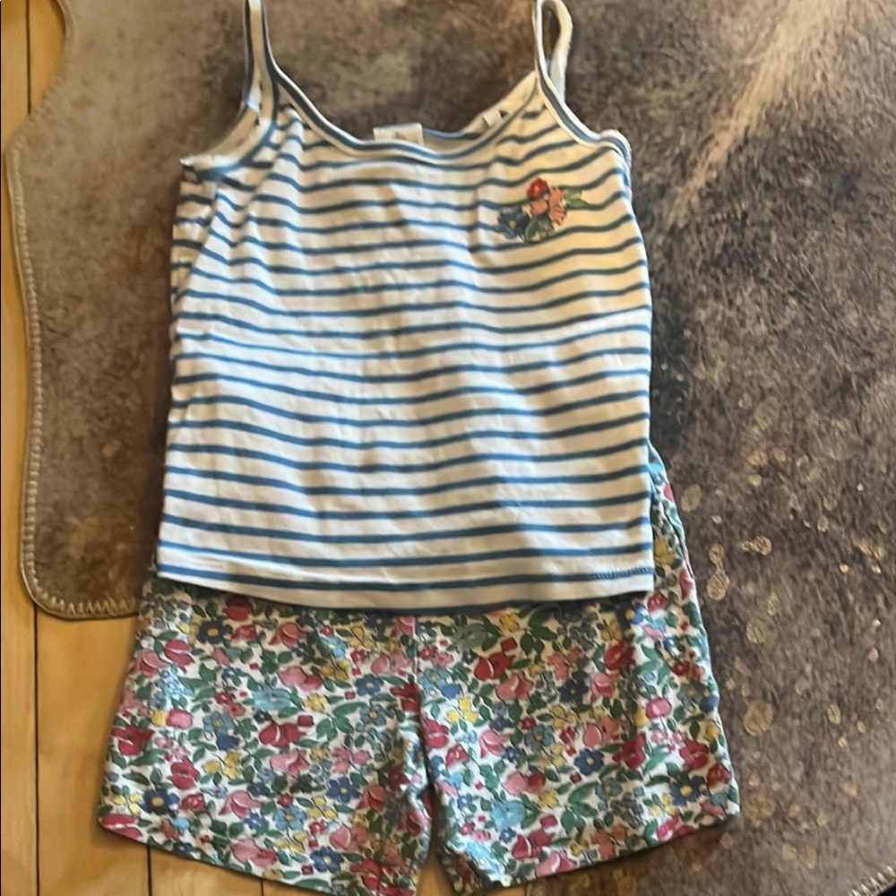 Boden Striped Tank Top and Floral Shorts Set